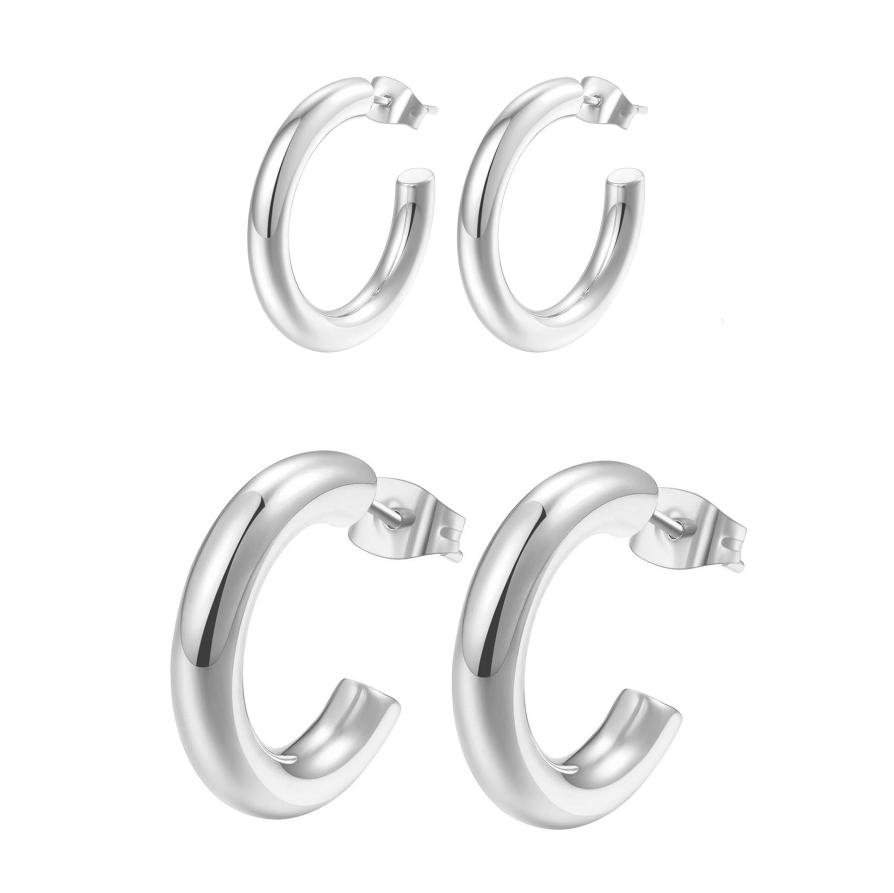Round Hoop Earring Set Stainless Steel
