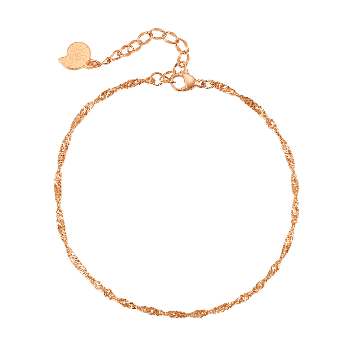 Fine Singapore Chain Anklet Rose Gold