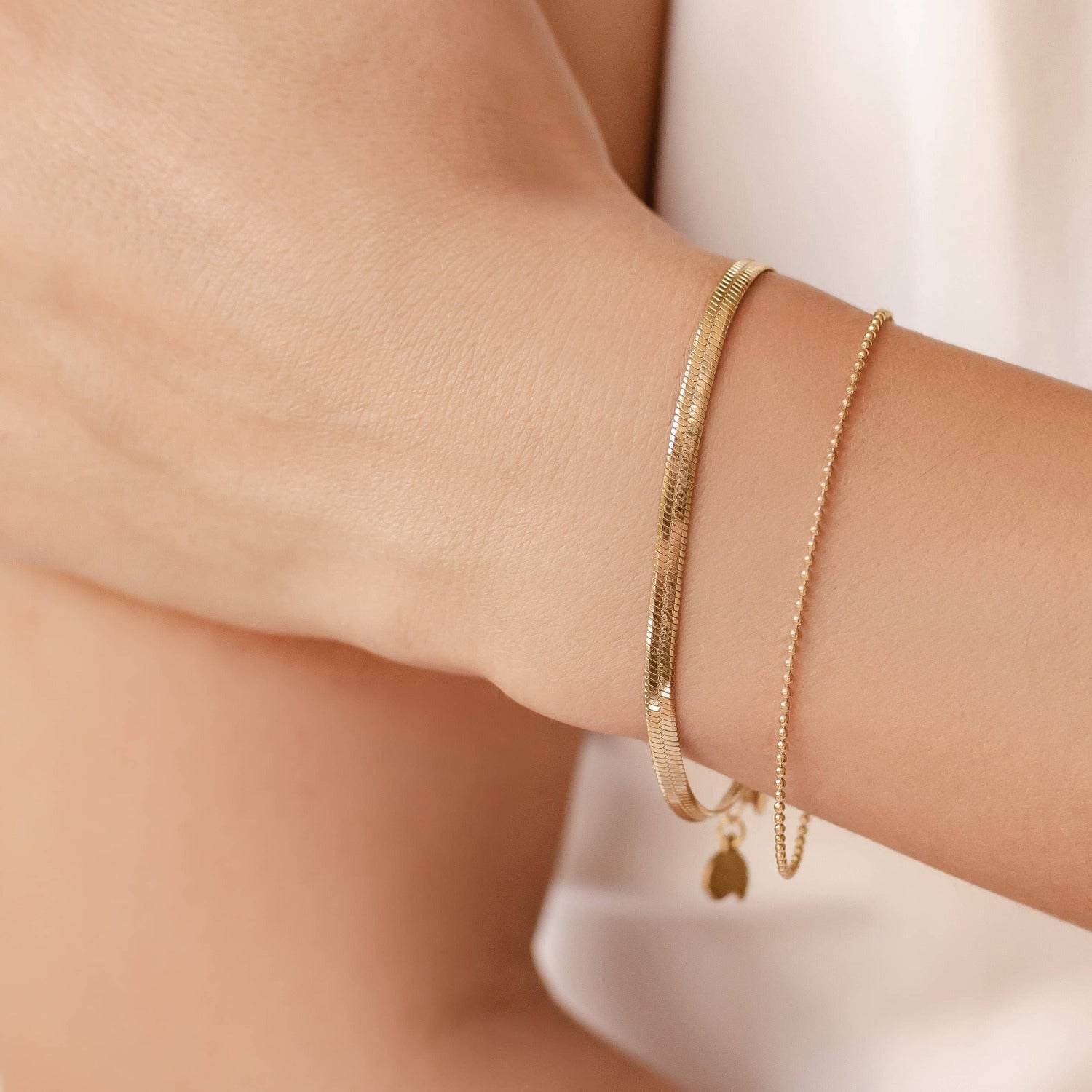 Snake and Bead Chain Bracelet Set