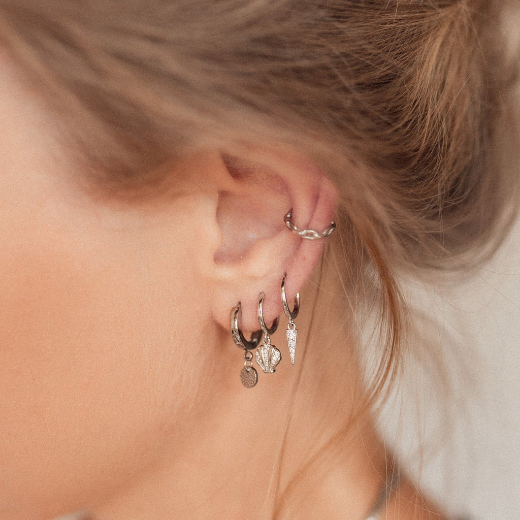 Spike Huggie Earrings Sterling Silver