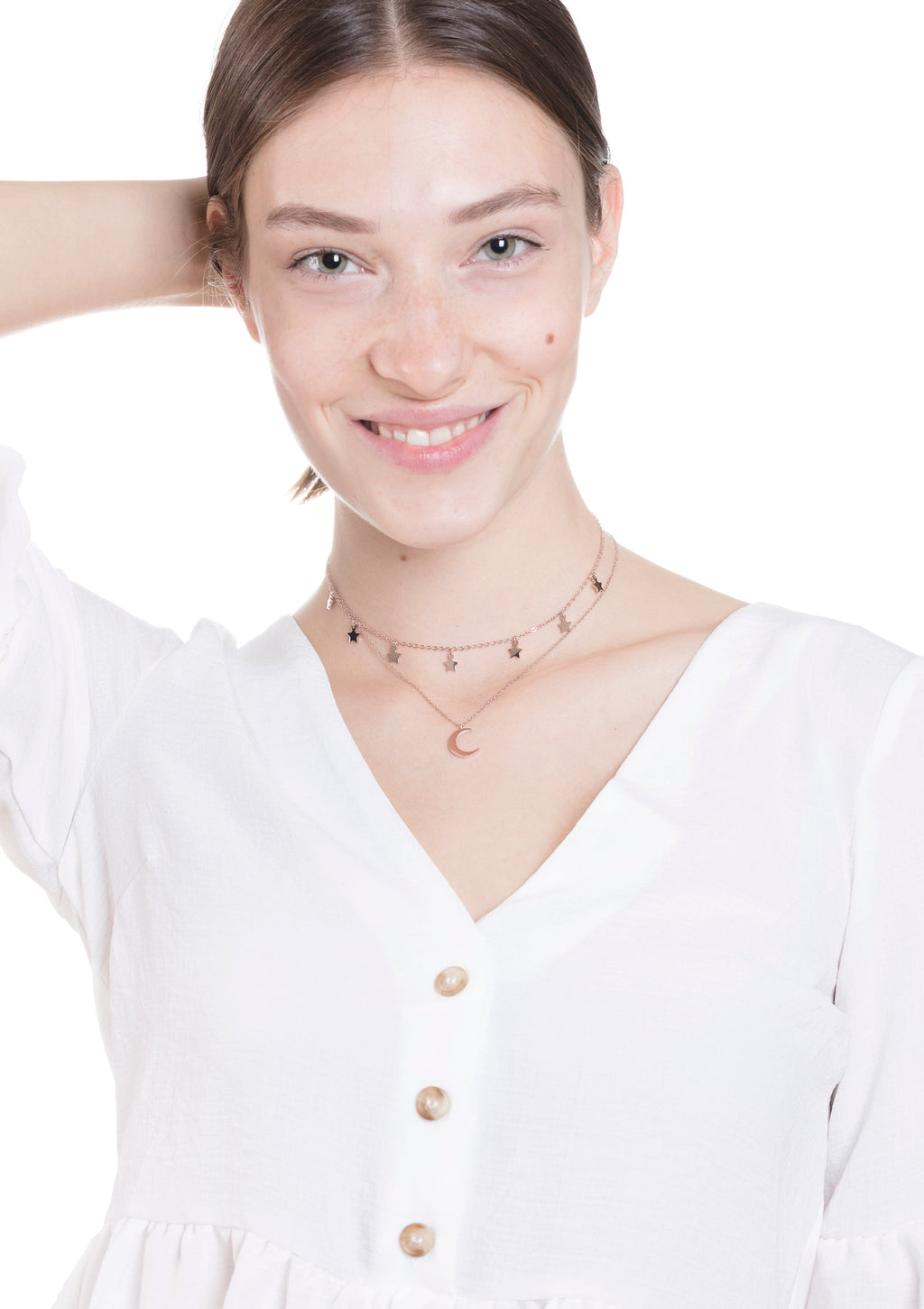 Star Choker Moon Necklace Jewelry Set Rose Gold