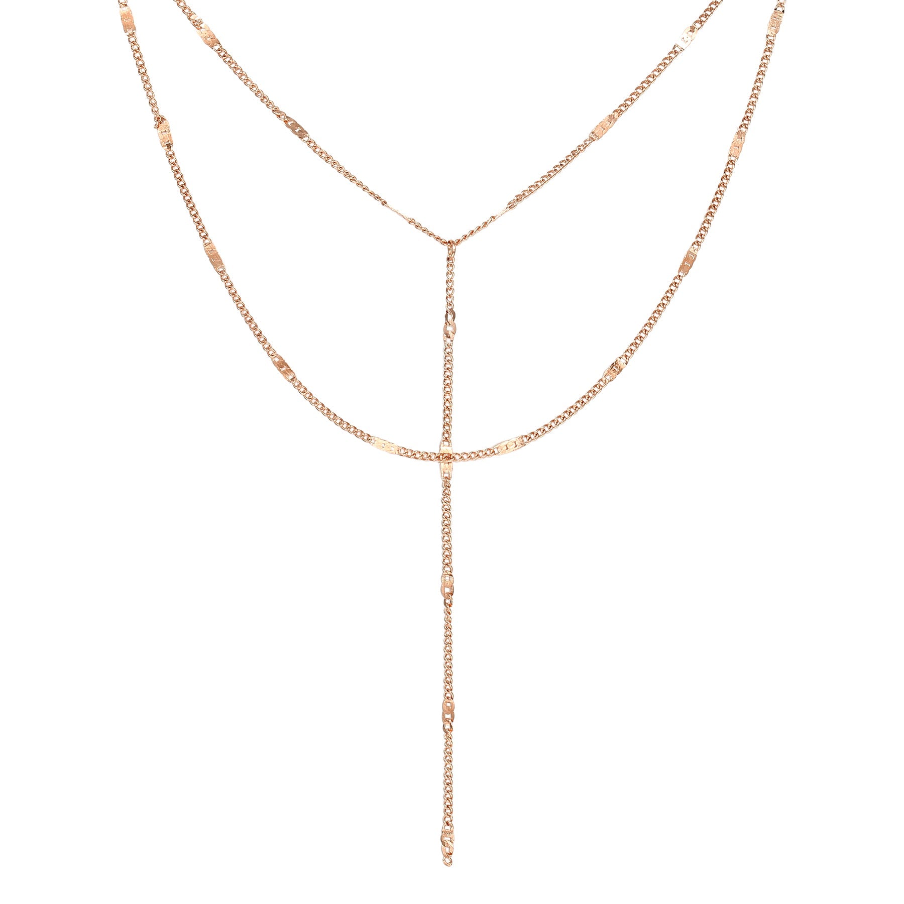 Y Layered Necklace Rose Gold